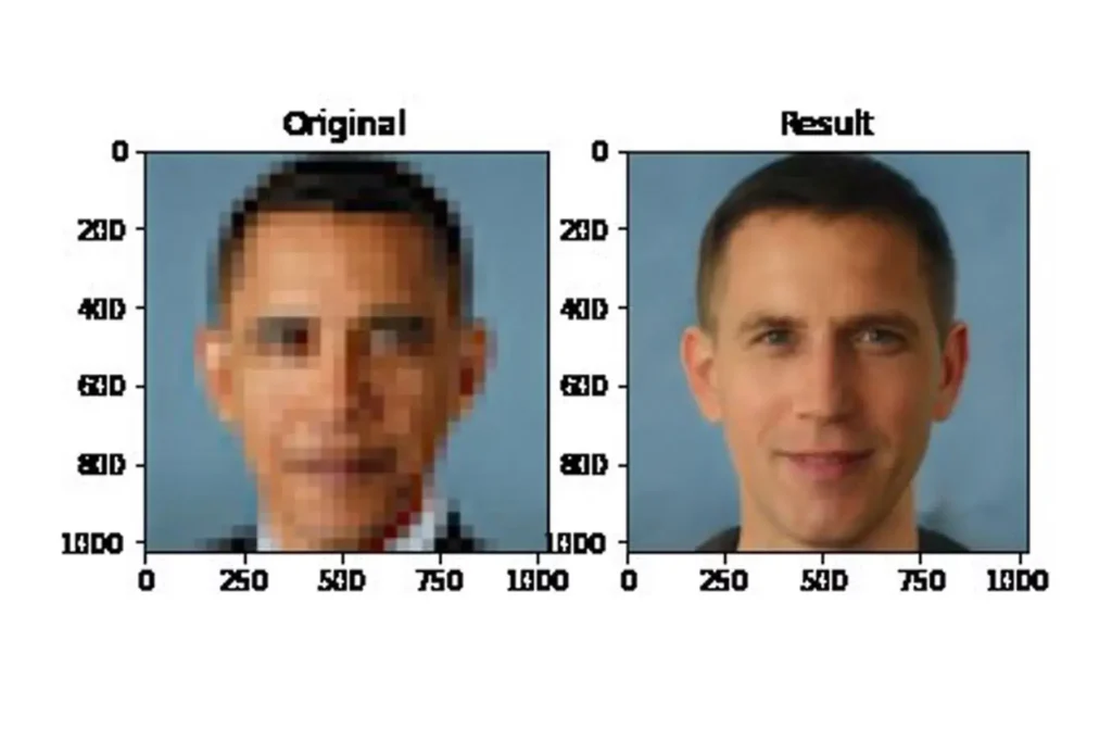 a low resolution image of former president Barack Obama regenerated into an image of a white man